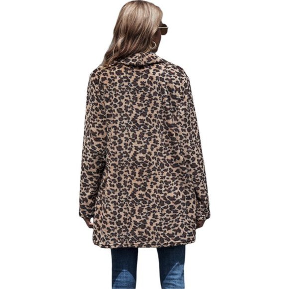 Leopard Waterfall Collar Teddy Coat - Picture 5 of 5